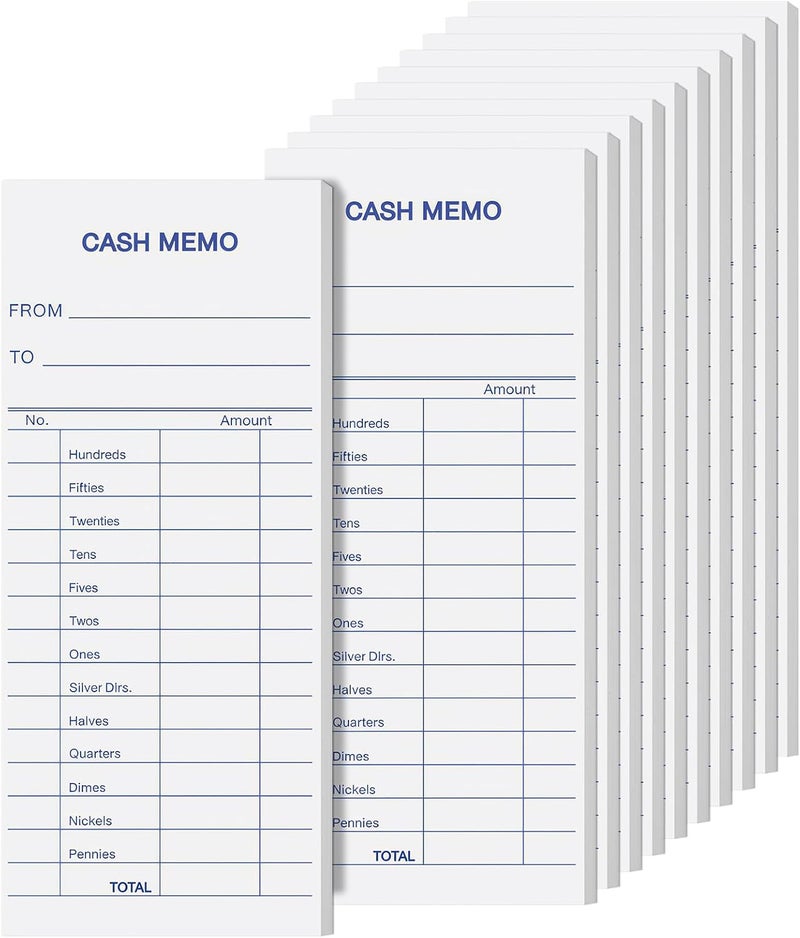 Eaasty 1000 Sheet Cash Memo 2.75 x 6.25 Inch Currency Coin Counting Record Sheets Record Keeping Bank Deposit Forms Padded Form Bank Cash Bill System Pads Deposit Slips with to and from Details - Image 1